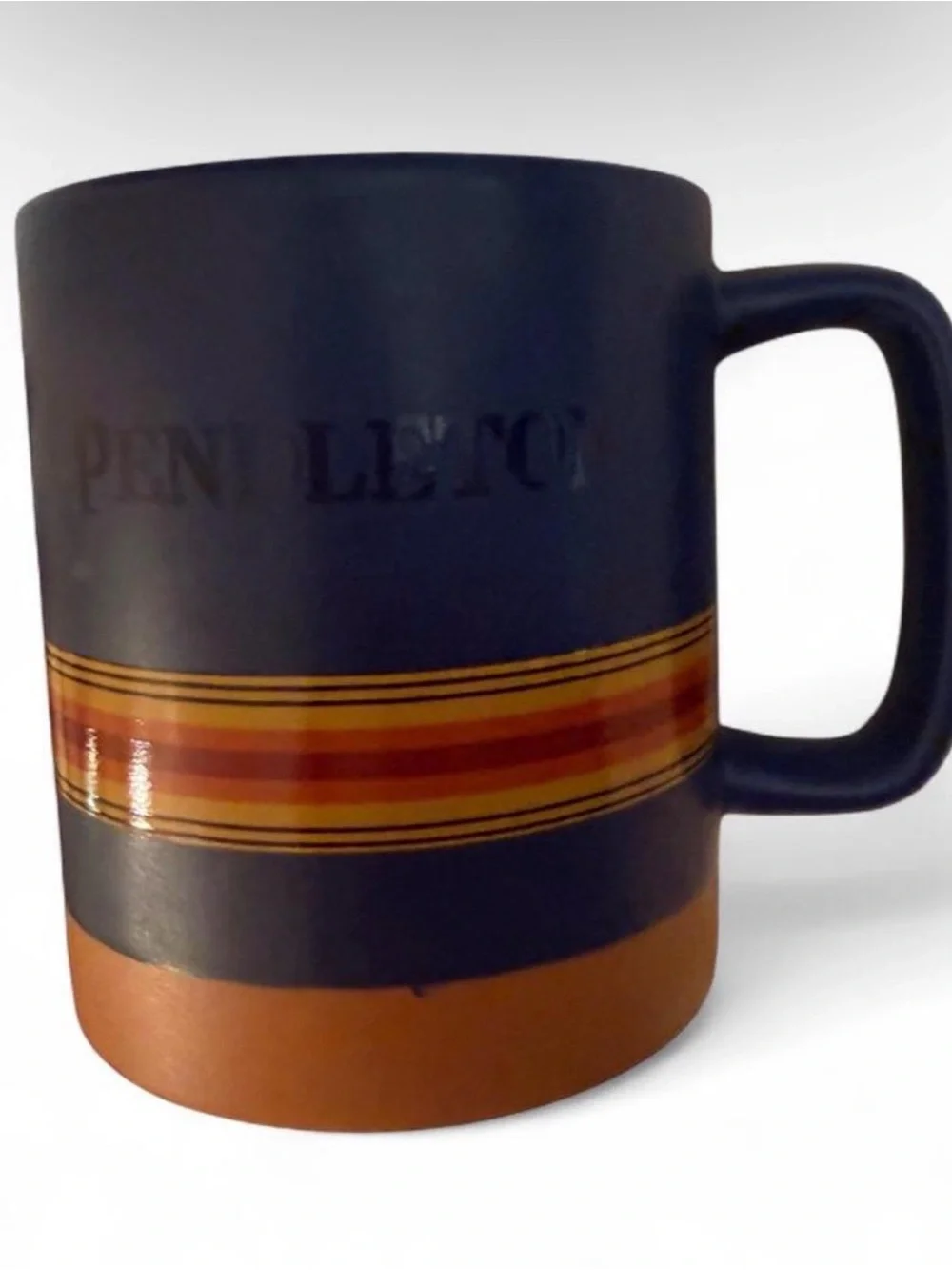 Pendleton National Parks Collection Navy Blue and Brown Striped Ceramic Mug